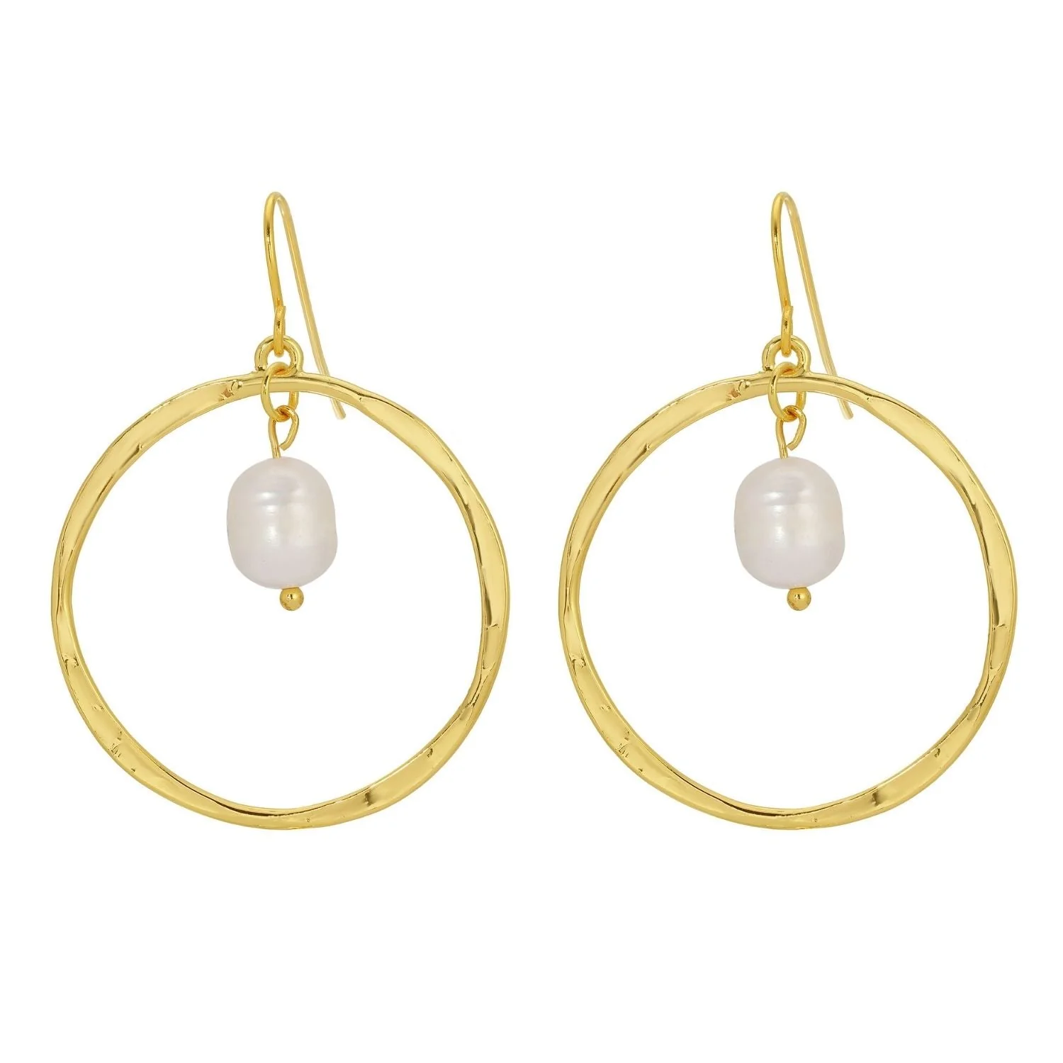 Open Drop Earrings with Pearl Charm