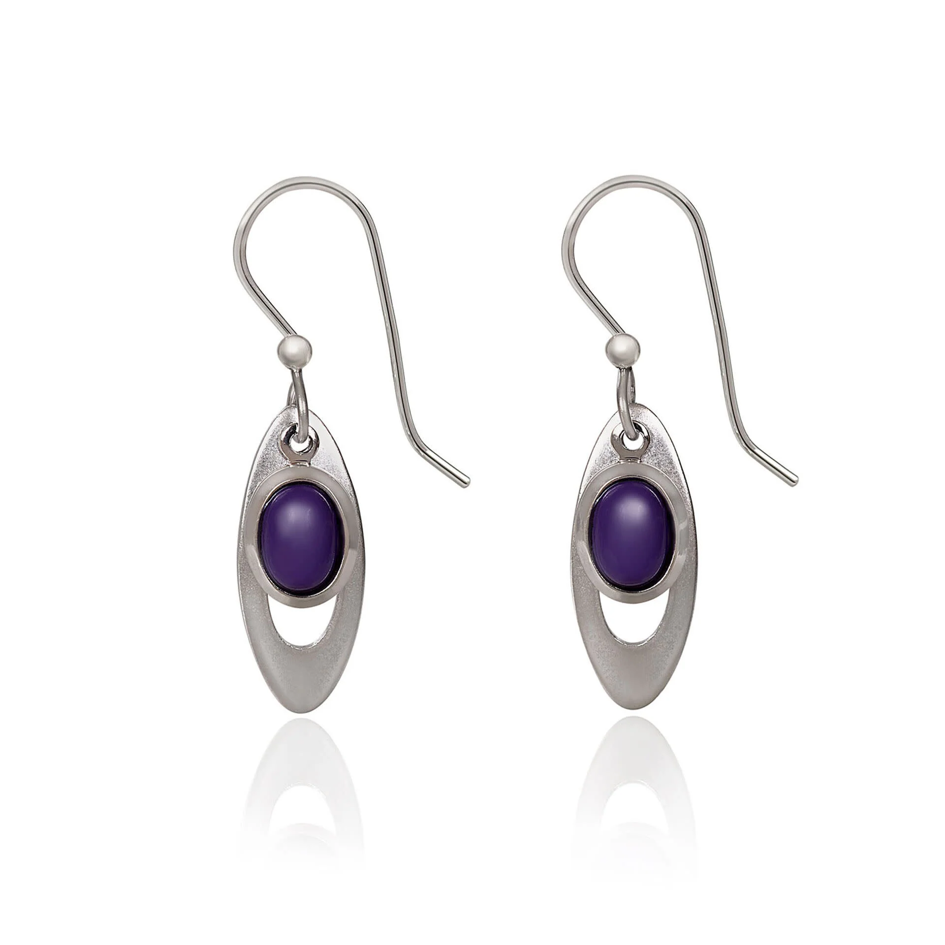 Open Long Oval with Cabochon Earrings