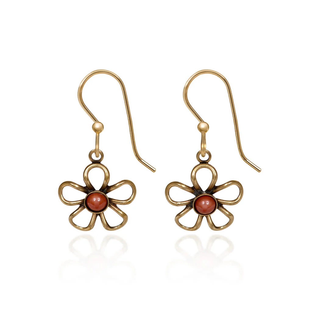 Open Wirey Flower with Cabochon Earrings