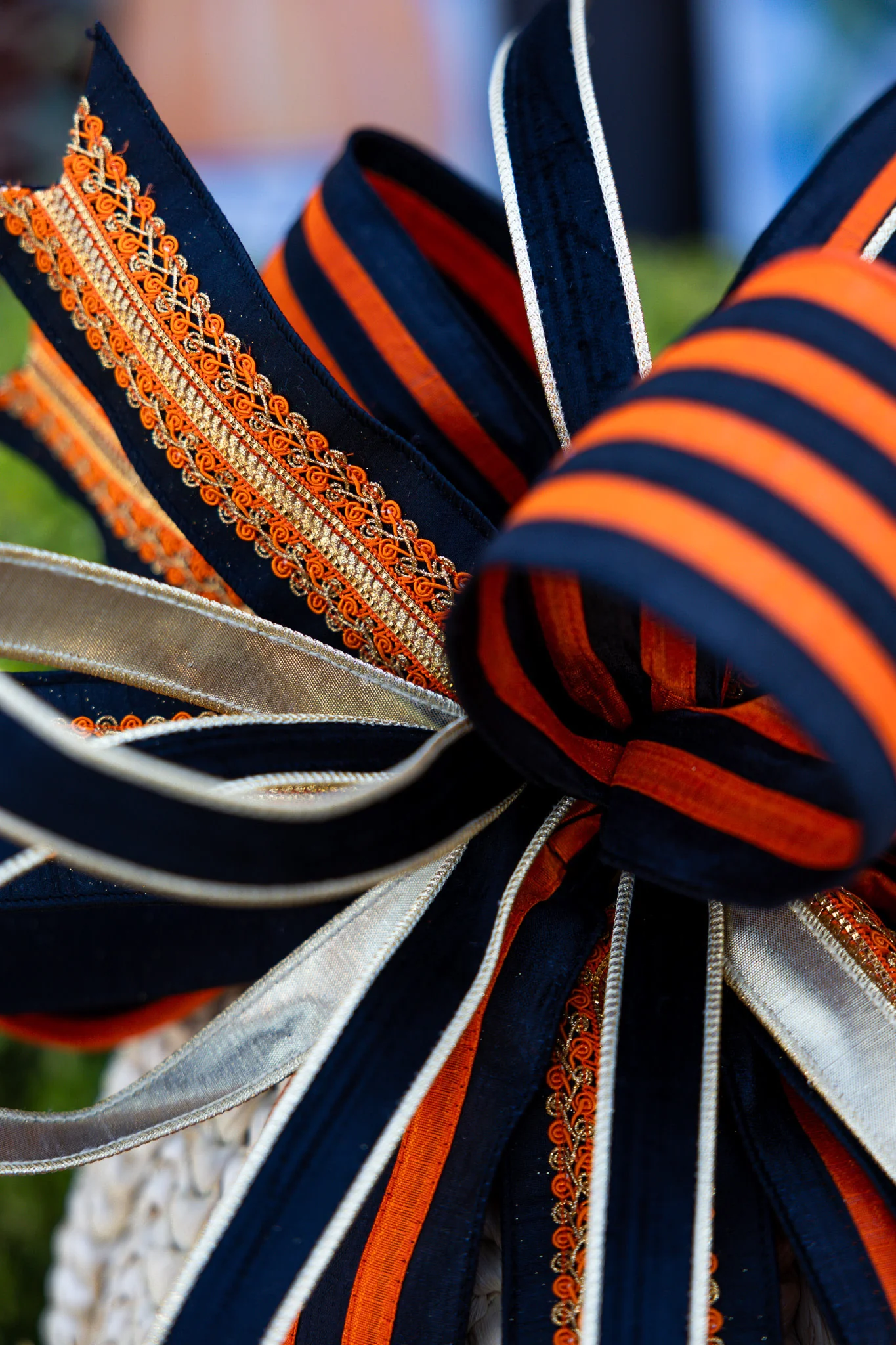 Orange & Black Striped Bow - Image 2