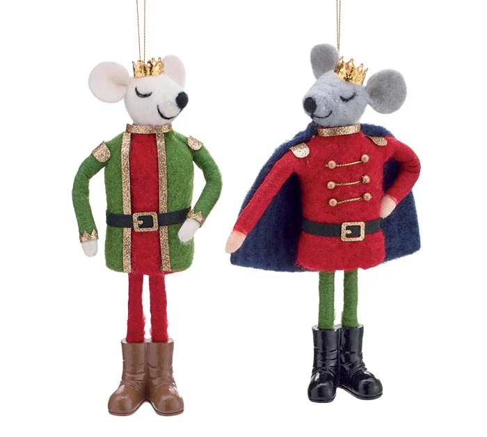 Ornament Wool Mice Nutcrackers Astd
