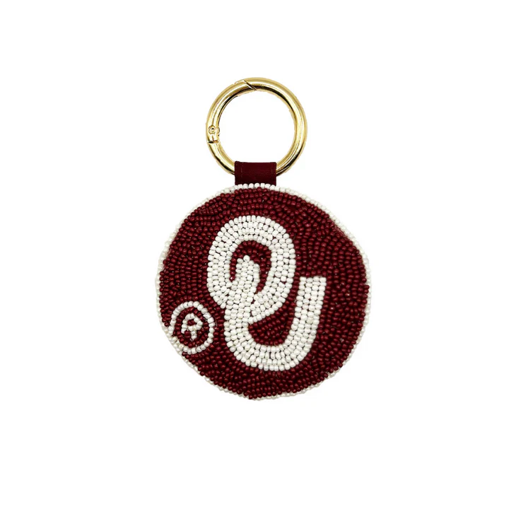 OU Beaded Keychain