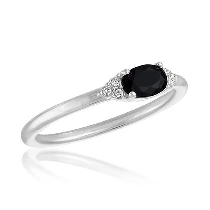 Oval Jet Black Statement Stack Ring - Image 2