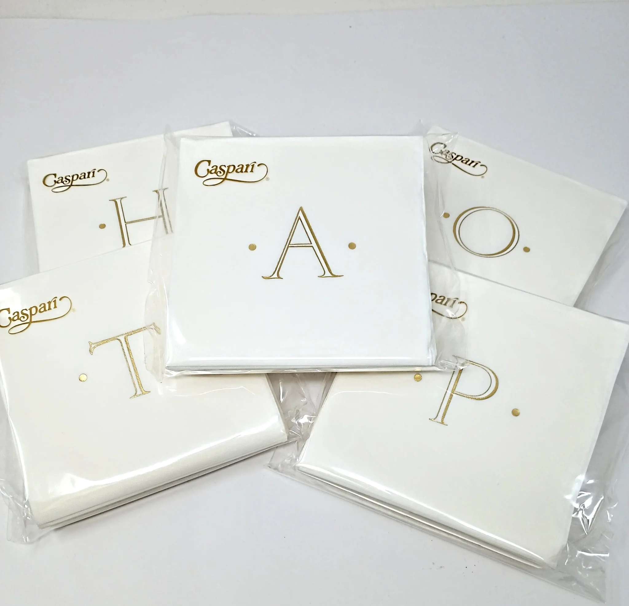 Paper Linen White Cocktail Initial Napkins (Sold Individually)