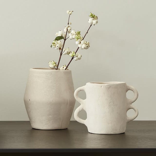 Paper Mache Vase with Handles - Natural - Image 2