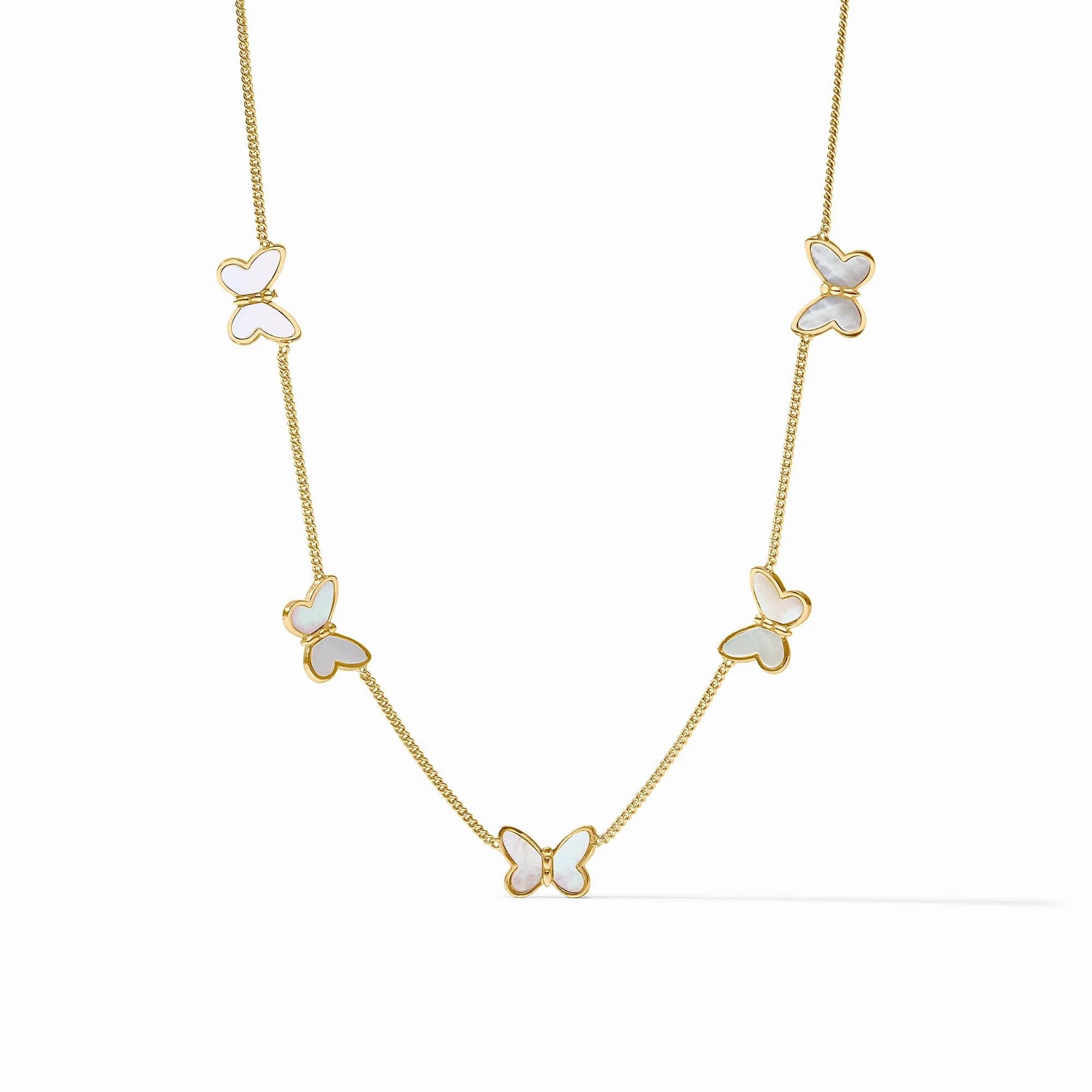 Papillon Delicate Station Necklace Mother of Pearl