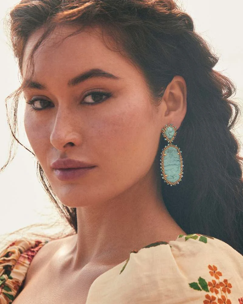 Parsons Silver Statement Earrings Turquoise - Image 2