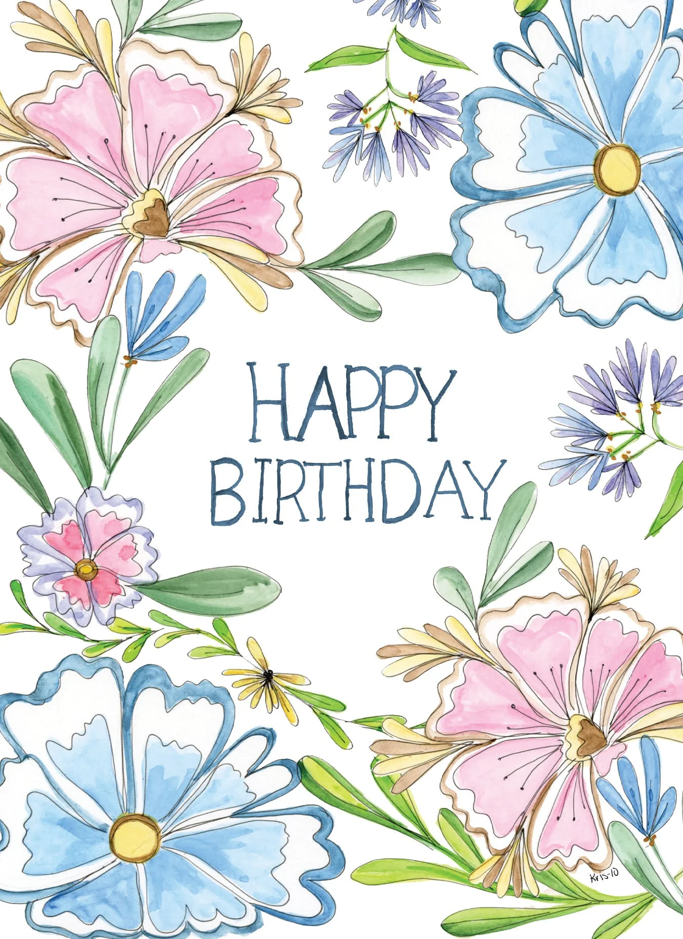 Pastel Flowers Birthday Card