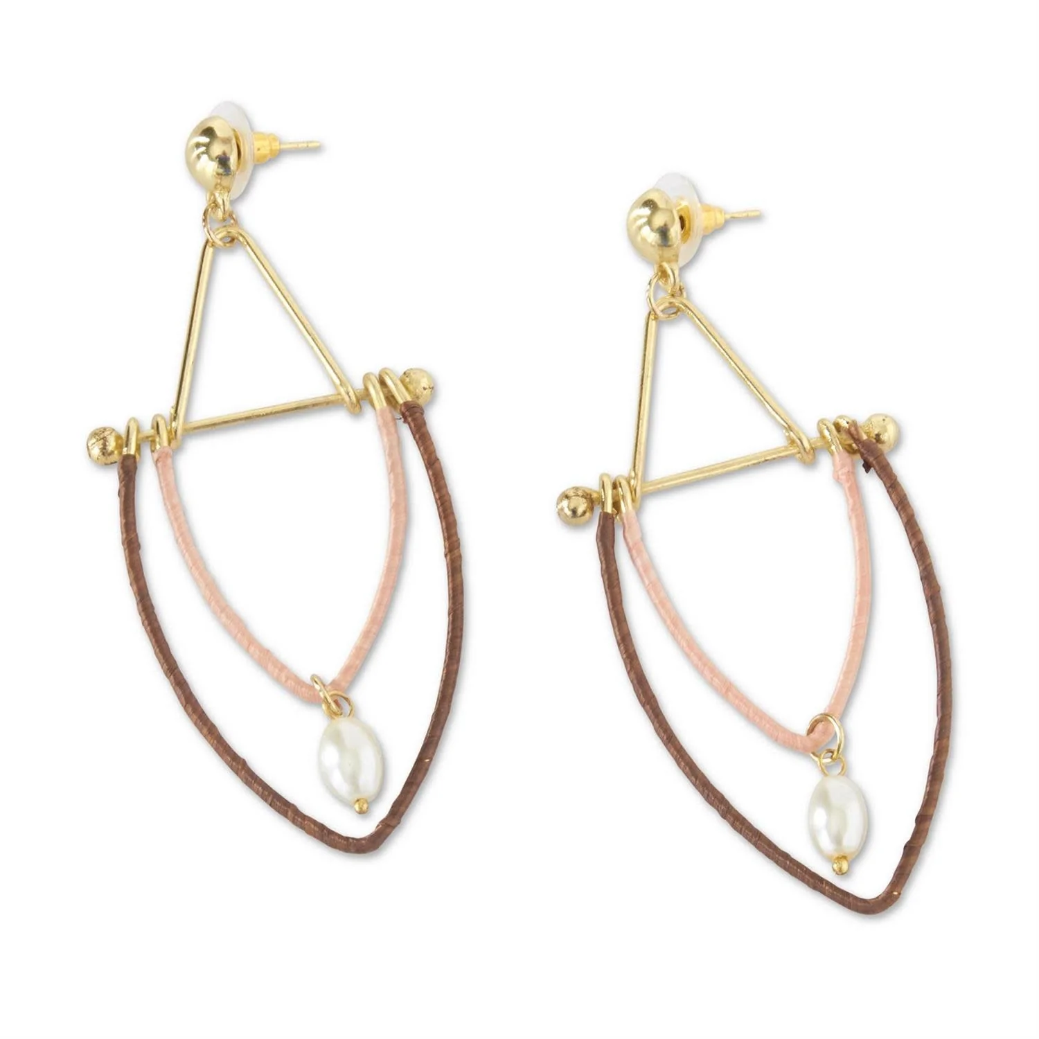 Peach Brown Wrapped Earrings