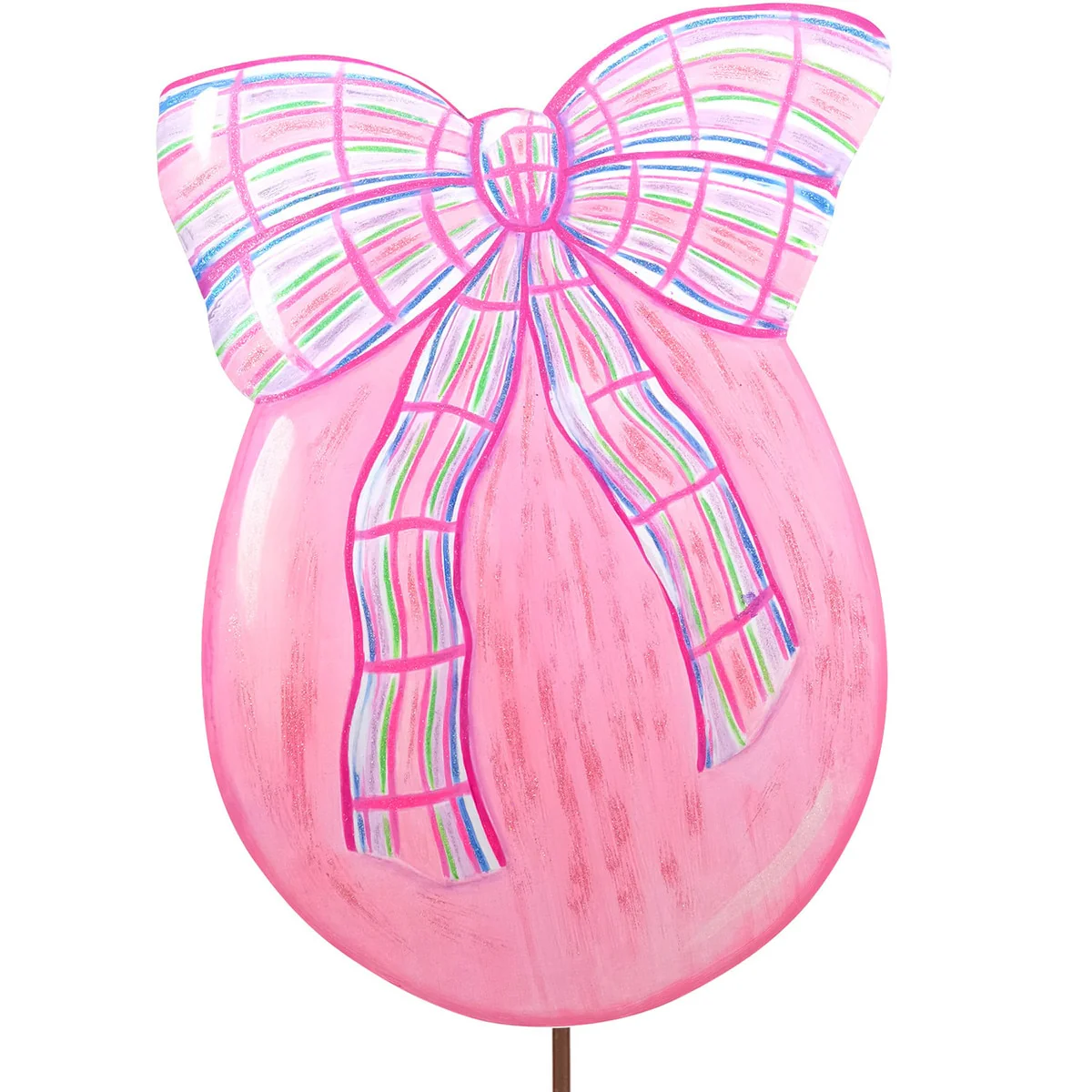 Pink Egg With Plaid Bow Yard