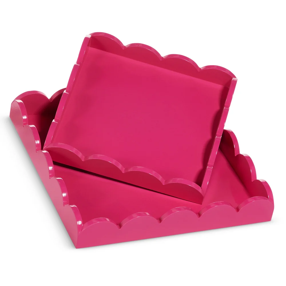 Pink Scalloped Trays - Sold Individually