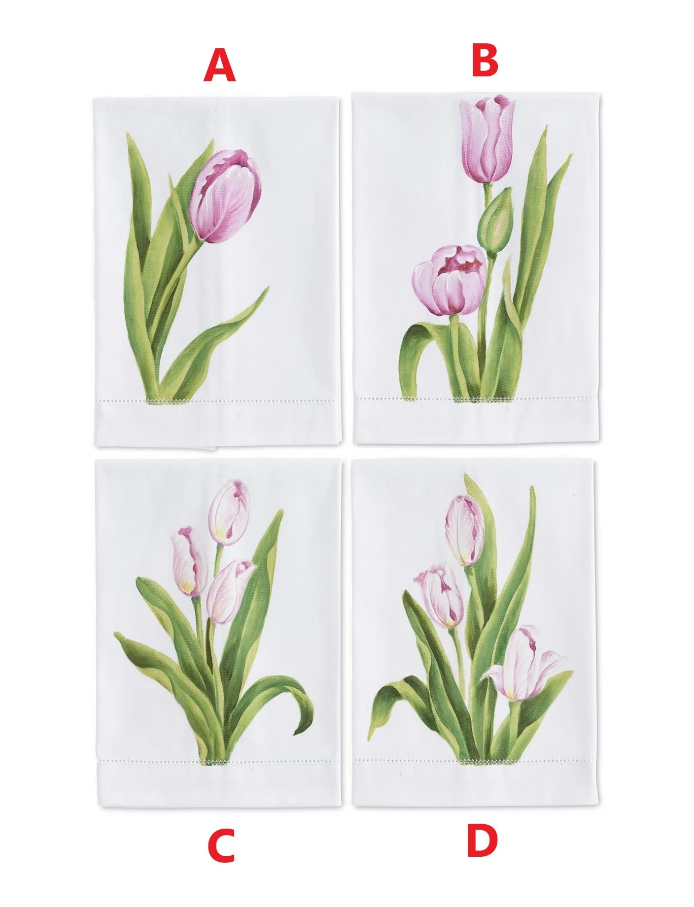 Pink Tulip Handpainted Cotton Guest Towel