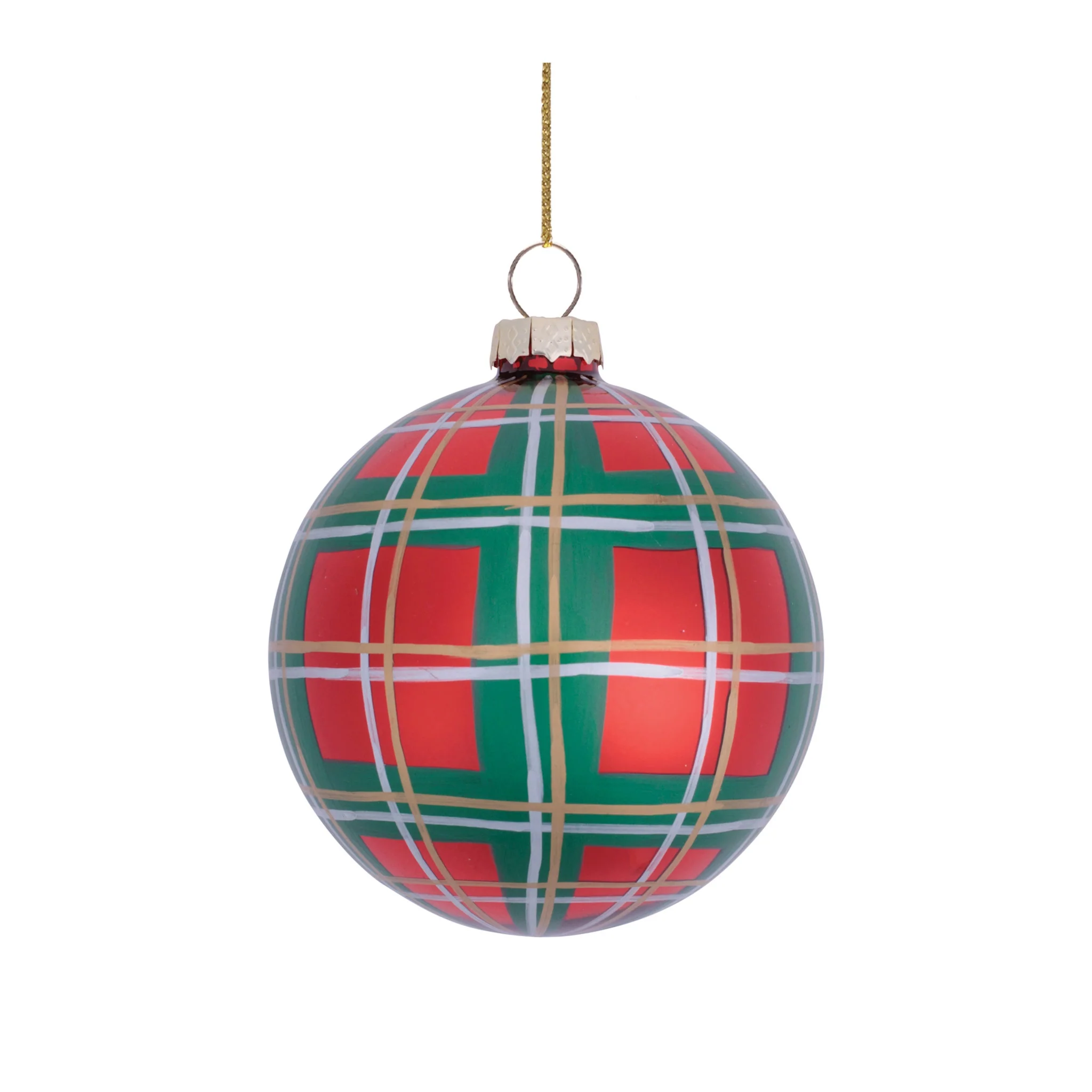 Plaid Ball Ornament Glass