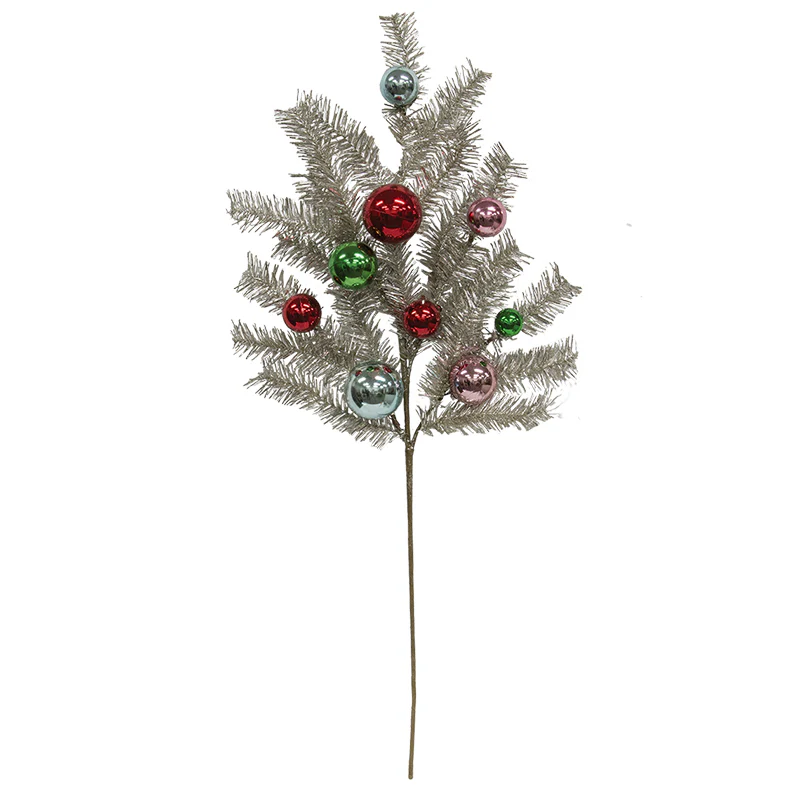 Platinum Tinsel & Bauble Spray