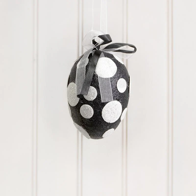Polkadot Egg Ornament Black