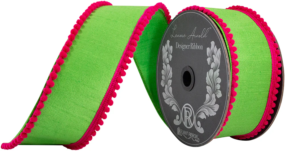 Pom Pom Mini Edge Trimming Dupioni Deluxe Wired Edge Ribbon