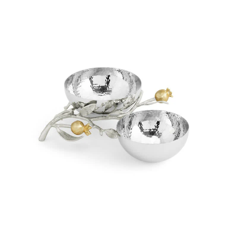 Pomegranate Silver & Gold Double Bowl