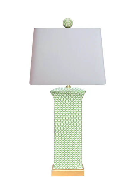Porcelain Green Fish Scale Flat Vase Lamp