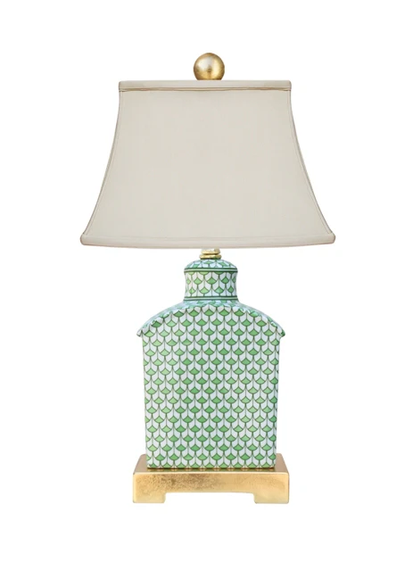 Porcelain Green Fish Scale Tea Candy Jar Lamp