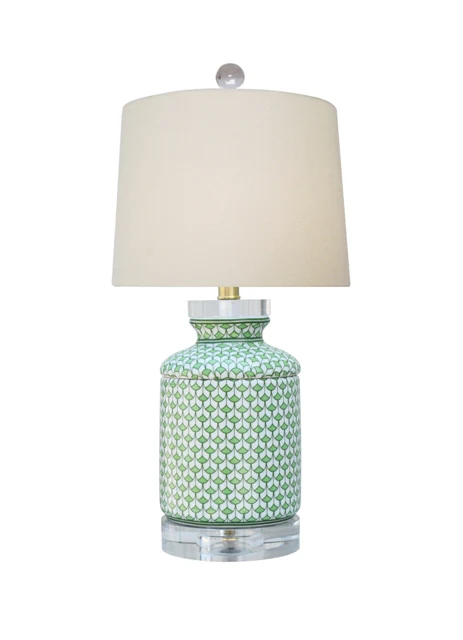 Porcelain Green Fish Scale Tissue Box Lamp
