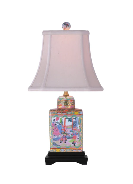 Porcelain Rose Medallion Tea Jar Lamp