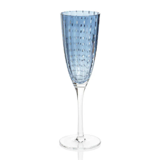 Portofino White Dot Champagne Flute - Navy Blue