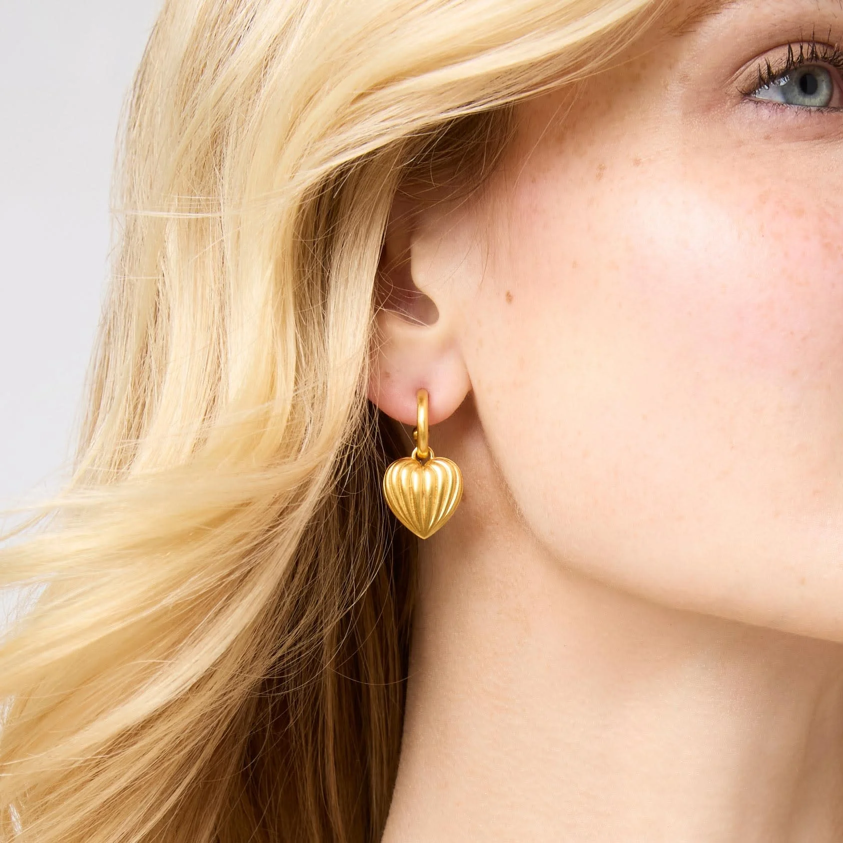 Puffy Heart Hoop & Charm Earring - Image 2