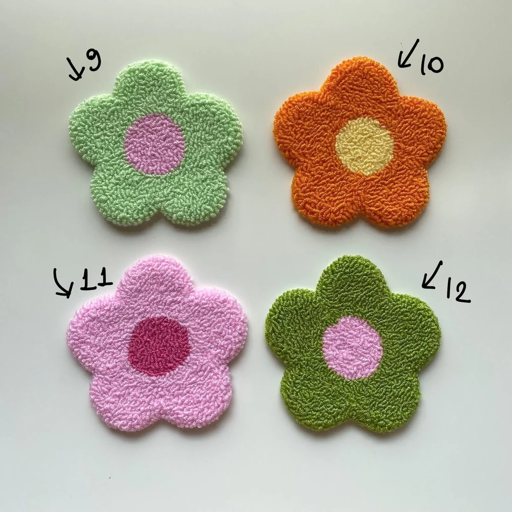 Punch Needle Coasters, Handmade Mug Rug - Image 3