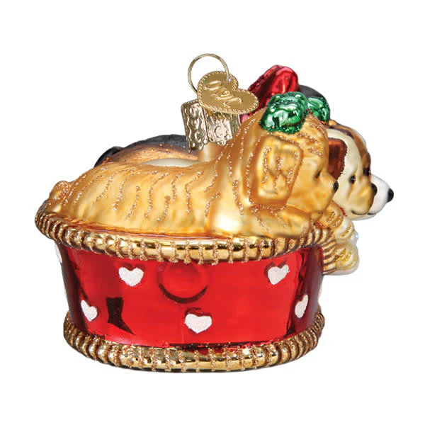 Puppies In A Basket Ornament - Image 3
