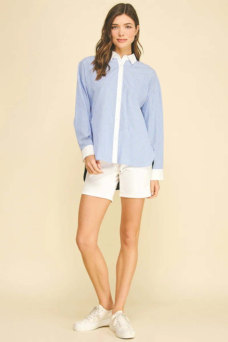 Rachel Contrast Striped Button Down Shirt - Image 7