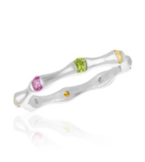 Rainbow CZ Bamboo Stack Ring