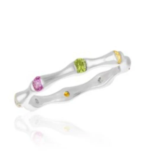 Rainbow CZ Bamboo Stack Ring - Image 5