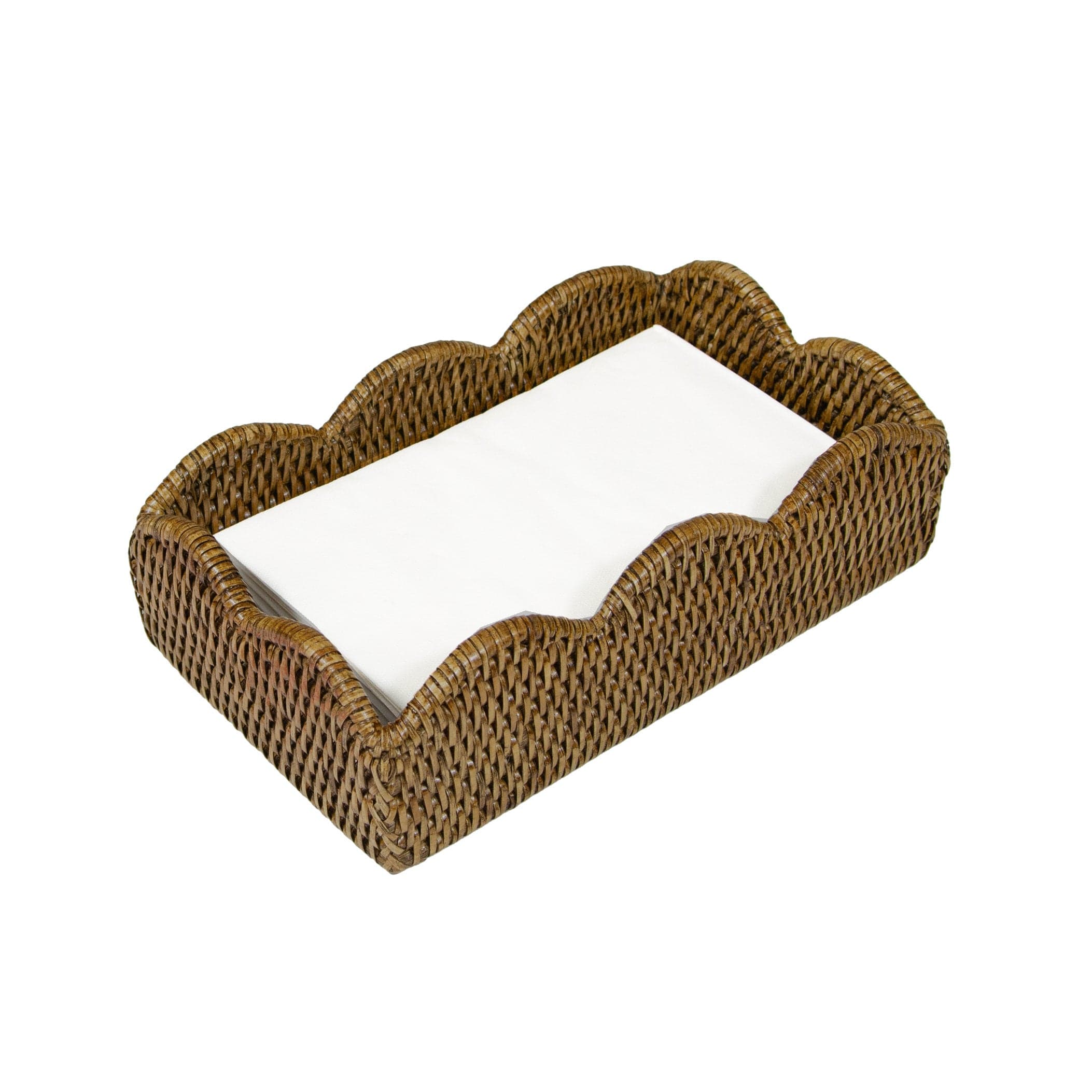 Rattan Scalloped Guest Towel Napkin Holder - Image 3
