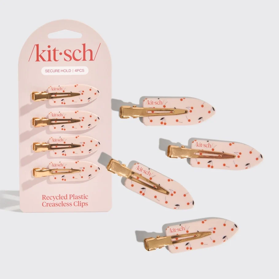 Recycled Plastic Creaseless Clips 4pc Set - Cherry Print