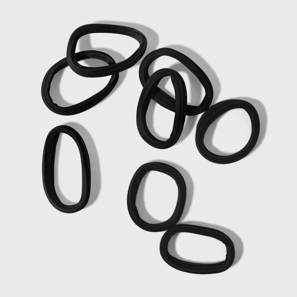 Recycled Seamless Hair Elastics 8pc Set- Black - Image 3