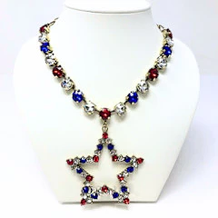 Red, Crystal, and Blue Star Necklace