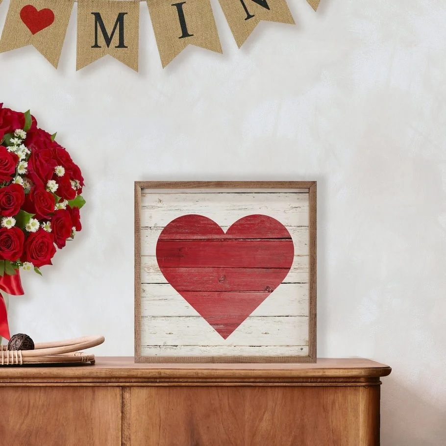 Red Heart On Whitewash - Image 2