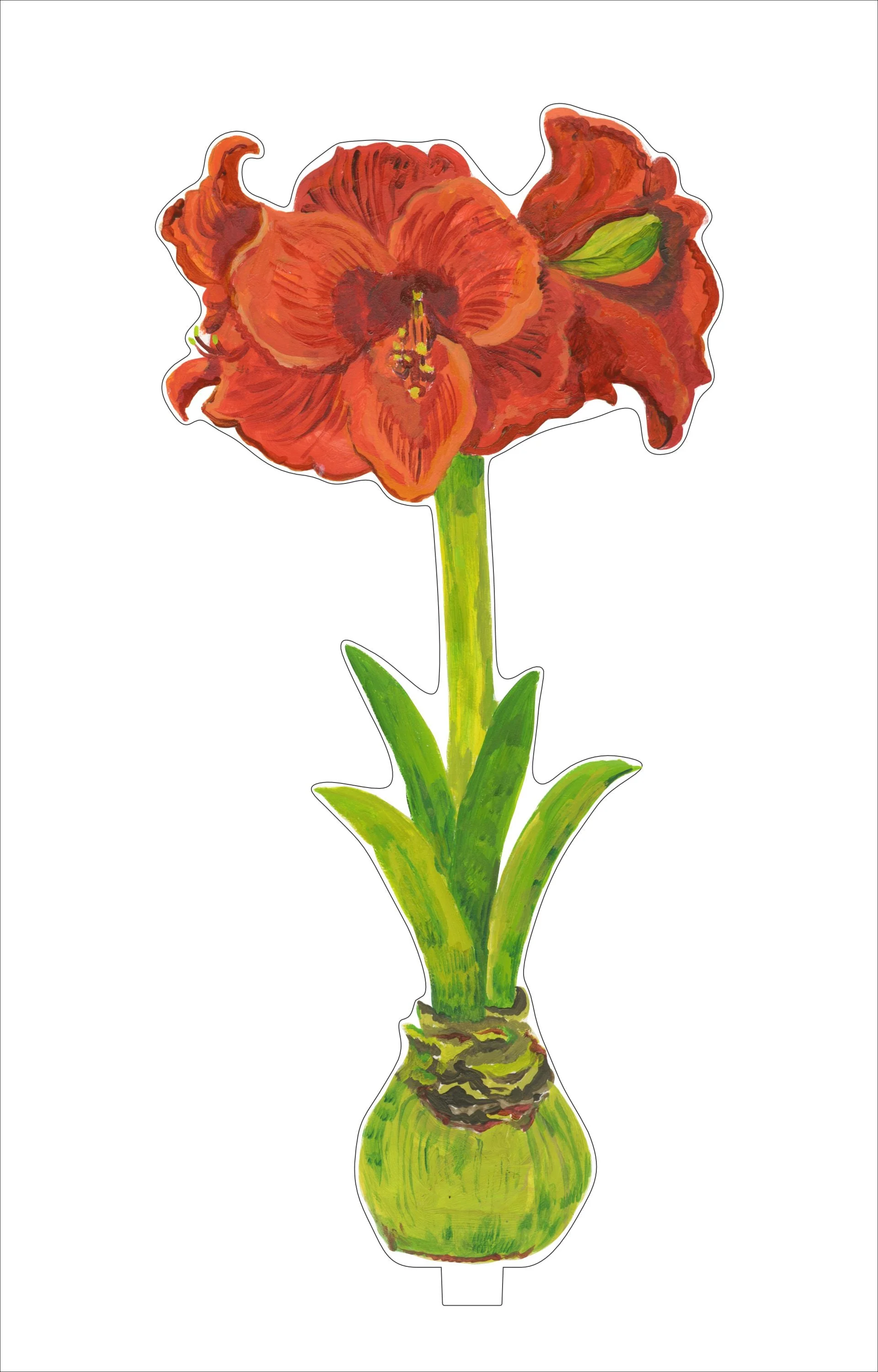 Red Orange Amaryllis Acrylic Single Flower - Sold Individually - Image 2