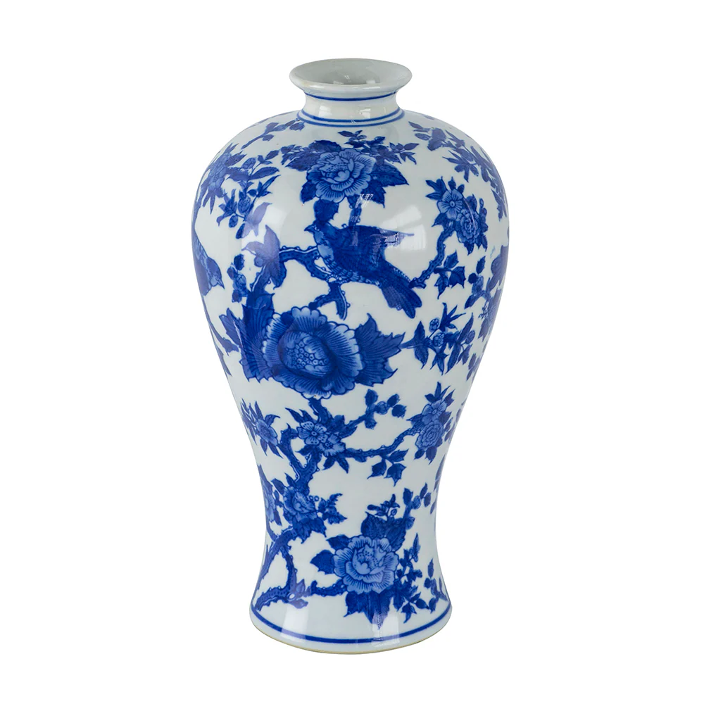 Ren Blue and White Bird Vase
