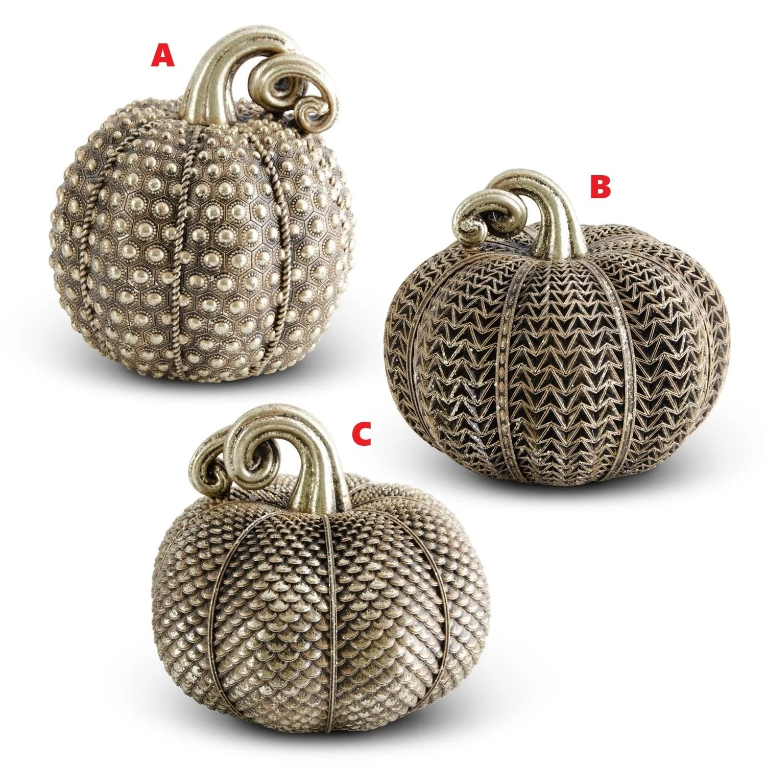 Resin Antique Gold Textured Pumpkin