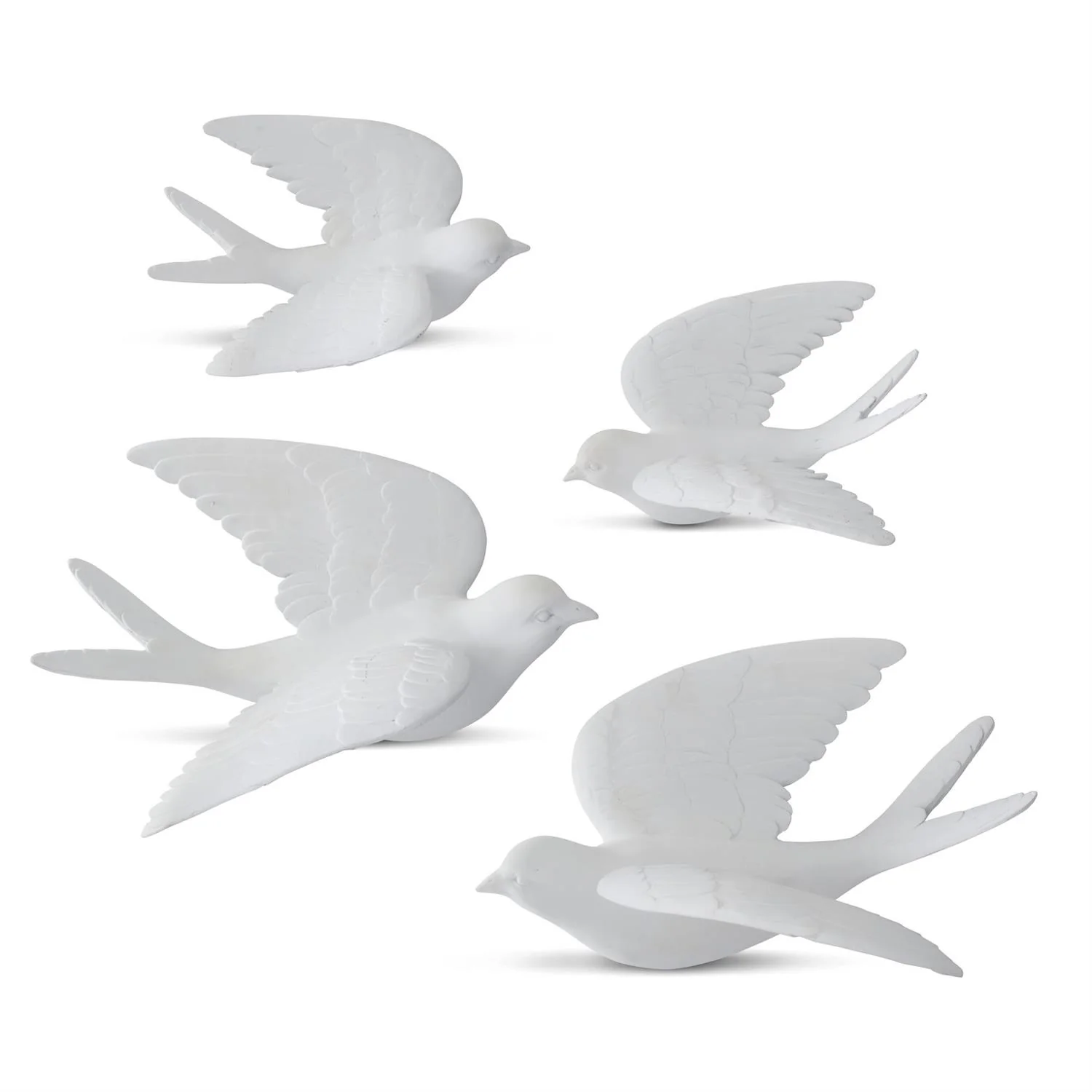 Resin Matte White Wall Hanging Bird - Sold Individually