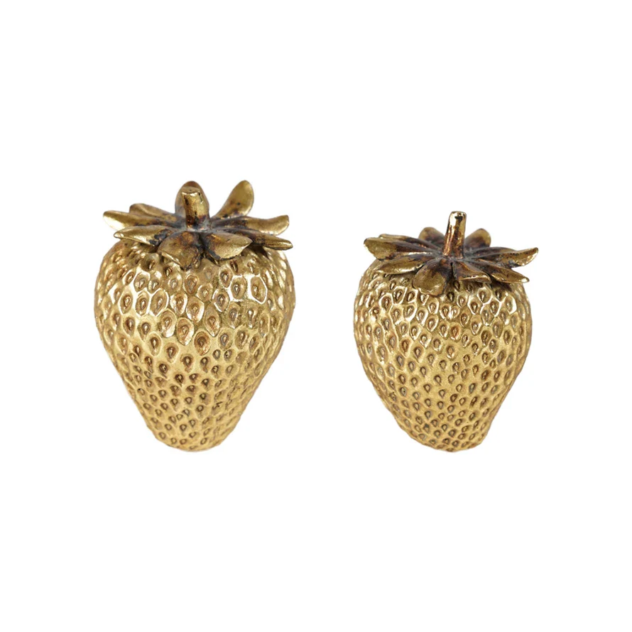 Resin Strawberries - Gold Finish - Sold Individually