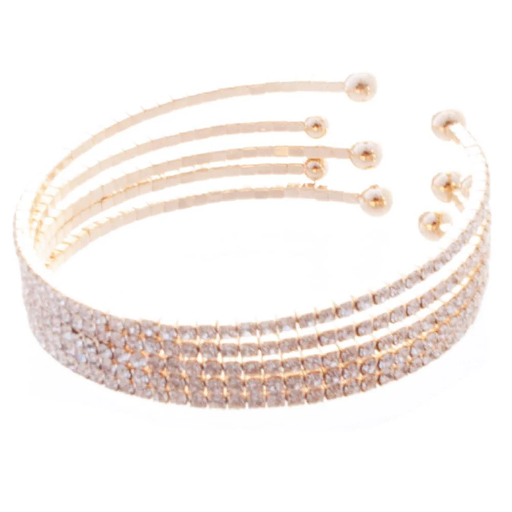 Rhinestone Flexible Open Cuff Bracelet