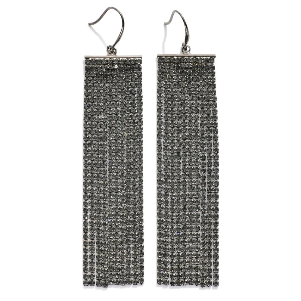 Rhinestone Fringe Drop Earrings - Image 2