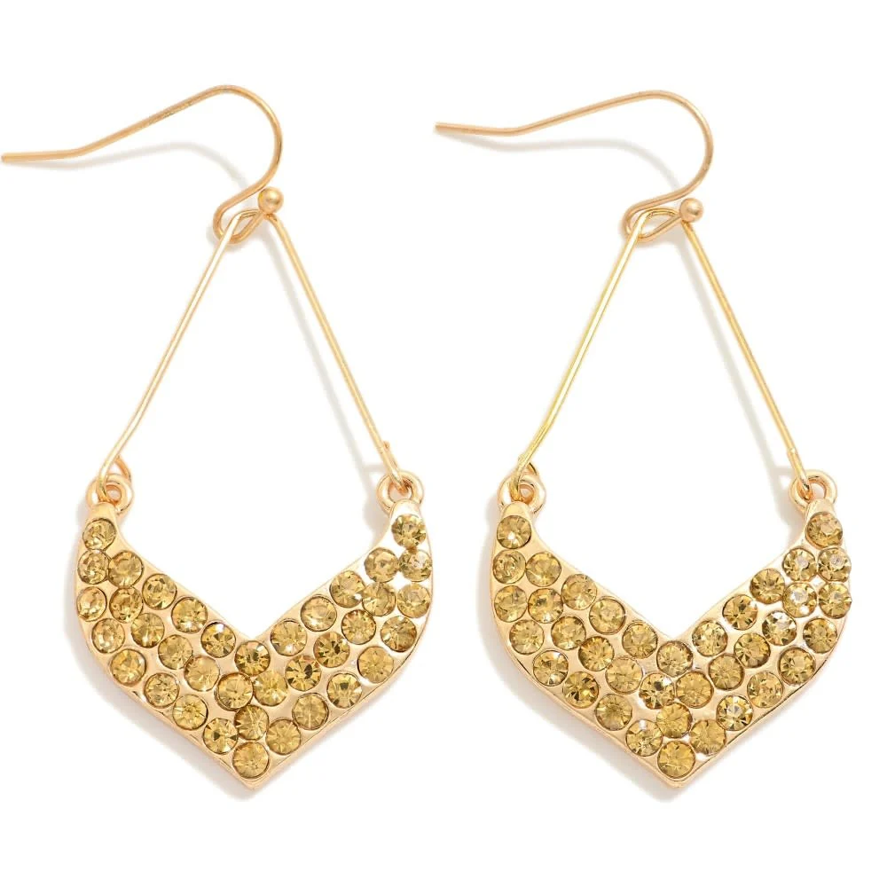 Rhinestone Studded Chevron Teardrop Earrings - Image 3