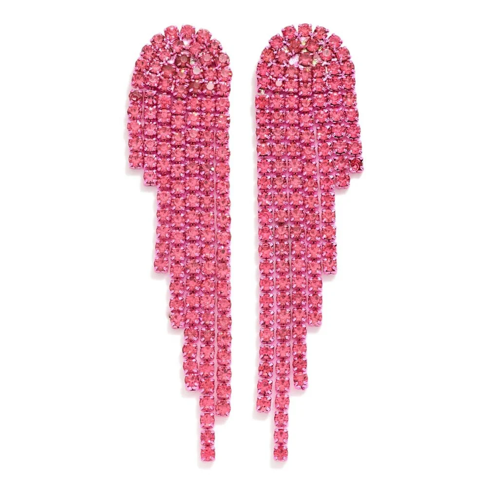 Rhinestone Tassel Post Drop Earrings - Image 6