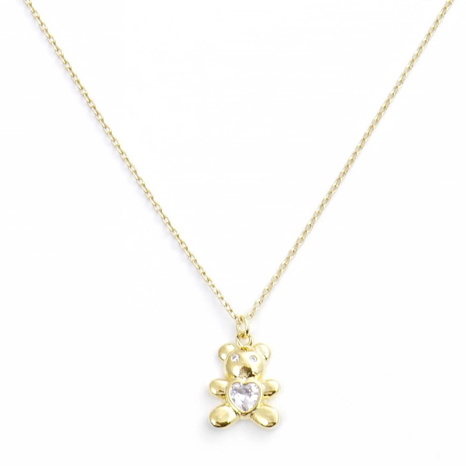 Rhodium Dipped Sending a Bear Necklace