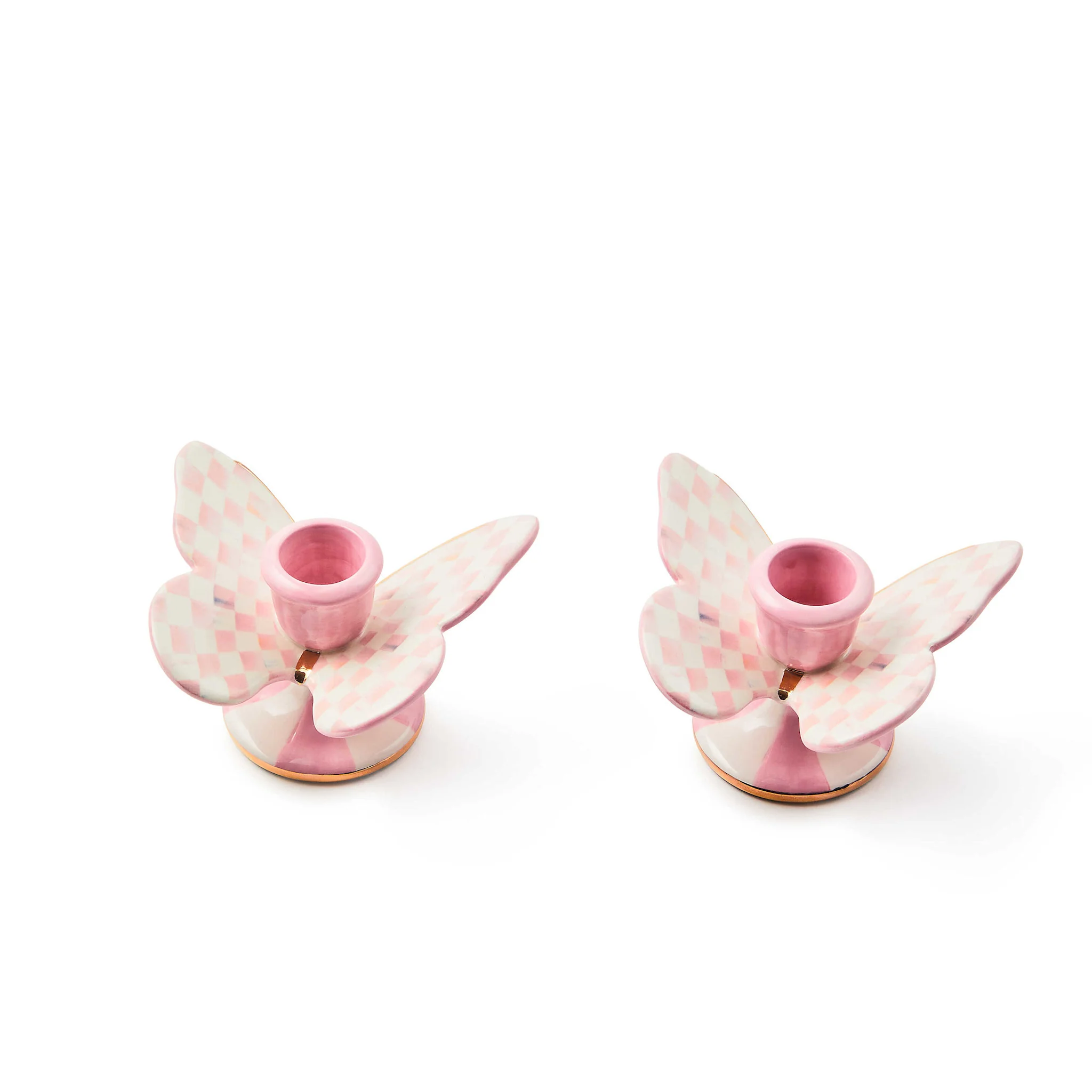 Rosy Check Butterfly Candle Holders- Set of 2 - Image 3