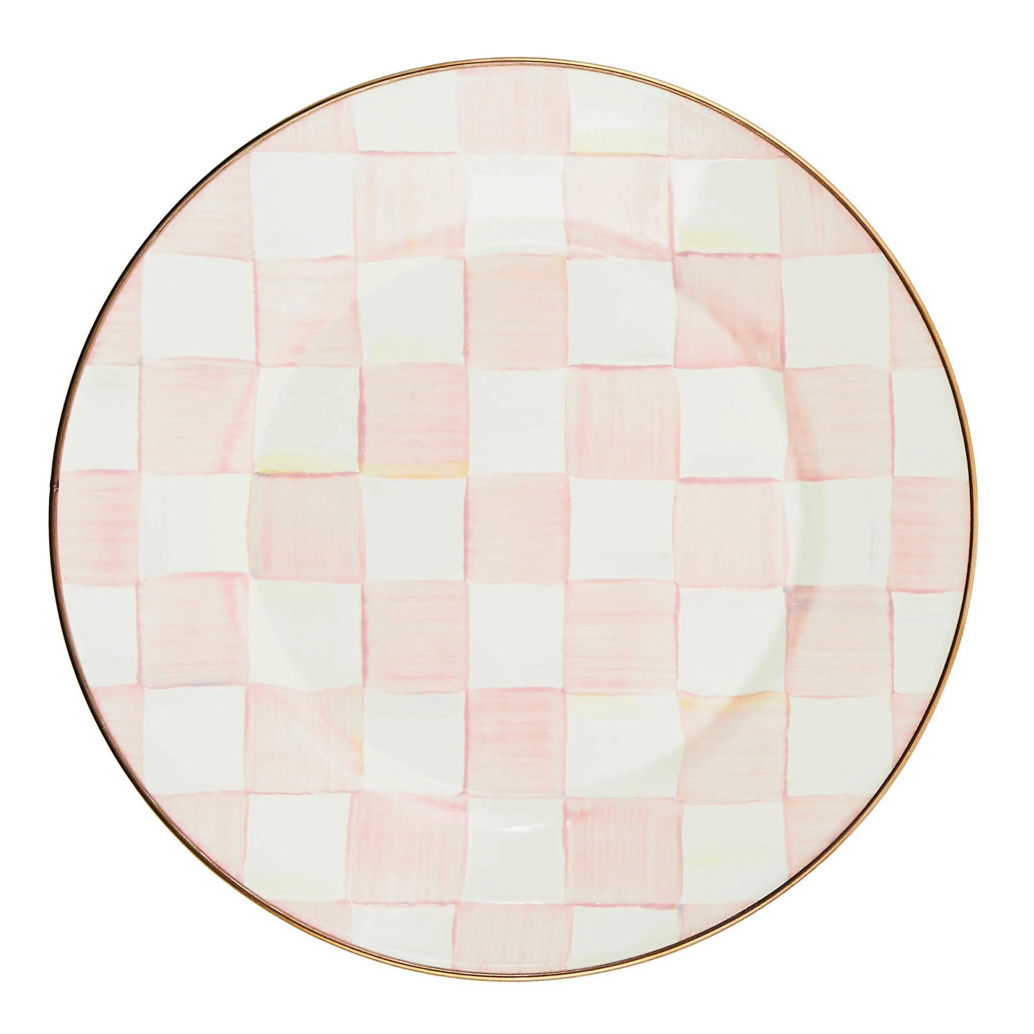 Rosy Check Enamel Dinner Plate