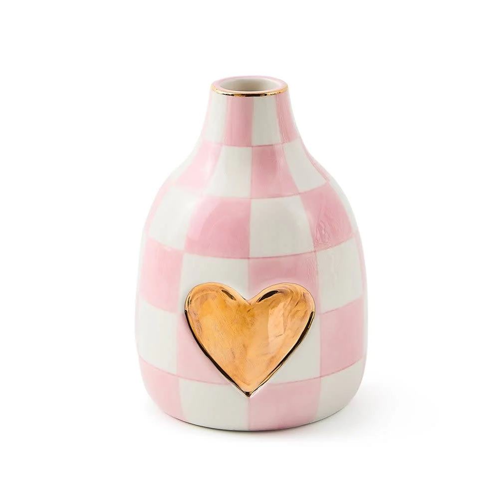 Rosy Check Short heart Bud Vase